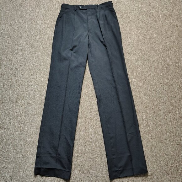 Hunting Horn Other - Vintage HUNTING HORN Pants Men 32 Black Wool Blend Pleated Unhemmed Slacks